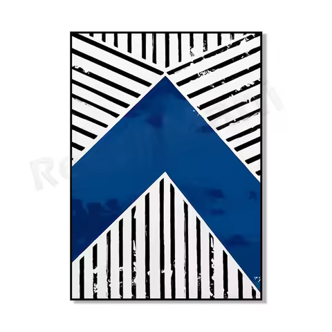 Navy blue period poster abstract modern minimalist aesthetic blue wall art canvas painting living ro