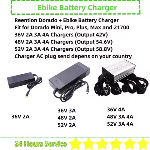 Reention Dorado Ebike Battery Charger Dorado Mini Pro Plus Max 21700 36V 48V 52V 2A 3A 4A Dorado E-b