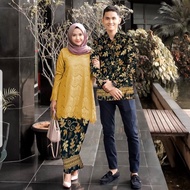 Baju Couple Pesta Bahan Batik Katun Foil / Baju Couple