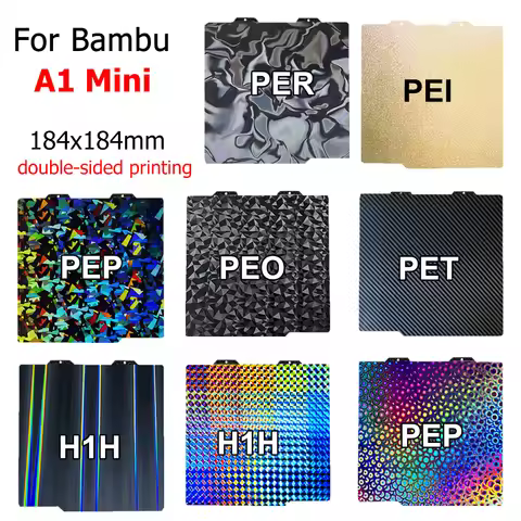 For Bambu Lab A1 Mini Build Plate 184x184mm PEI Sheet Smooth PEO PET PEY Spring Steel Sheet Parts fo