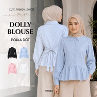 TRISSA: KOREAN WOMEN BLOUSE A4451 I POLKA DOT BLOUSE TOP WOMEN FASHION I LONG SLEEVE I FREESIZE I PE