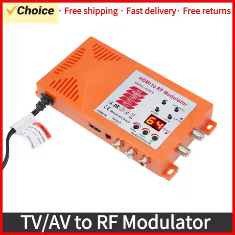 TV/AV to RF Modulator Coaxial UHF Converter Adapter w/ANT & Channel Switch for Gaming Laptop Blu-ray