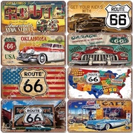 Route 66 License Plate Metal Tin Signs Vintage Motorcycle Car Metal Poster Wall Decor for Garage Bar