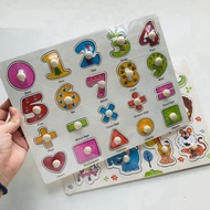 Learning While Playing: Wooden Knob Board - Puzzles with Many Themes for Children 1–6T, Children Rec