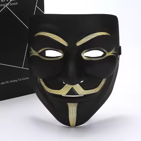 Black V for Vendetta Masks With Eyeliner Anonymous Movie Fawkes Cosplay Mask Halloween Masquerade Pa