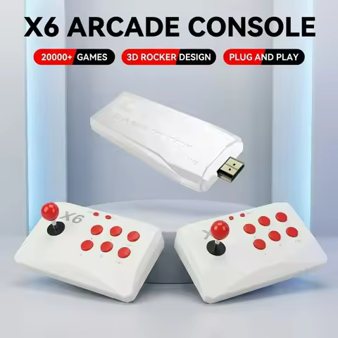 X6 Retro Video Games Console 2.4G Wireless Double Rocker Console Stick Built-in 15000 Classical Game