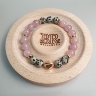 BECCA REKA Dalmatian Jasper Rose Quartz Crystal Bracelet