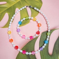 pearl smiley face beaded / necklace / bracelet :)