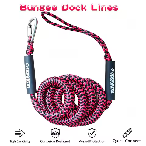 7ft Stretches to 11ft Boat Bungee Dock Lines with Hook