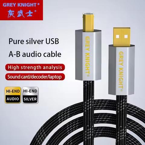 Grey Knight hifi USB cable high fidelity pure silver four core audio cable USB 2.0 DAC decoder data 