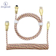 Type C สาย USB คีย์บอร์ดเครื่องกลขดสปริงลวด Aviator Data Cable