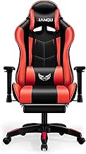 PC Esports Chair With Massage With Footrest Reclining E-Sports Computer Chair Executive Office Chair Adjustable High Back With Headrest And Lumbar Support Gaming Chair-Red (Red)