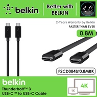 Belkin F2CD084bt0.8MBK Thunderbolt 3 Cable 0.8 Meter (USB-C to USB-C) (100W) (0.8Meter) (USB Type-C)