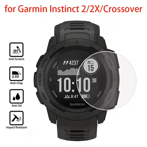 2pcs Tempered Glass Screen Protector for Garmin Instinct 2 45mm 2X 50mm Instinct Crossover 2.5D Edge