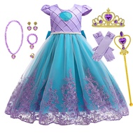 Disney Ariel เจ้าหญิงสาวชุดเด็ก Little Mermaid คอสเพลย์ปาร์ตี้ฮาโลวีนเครื่องแต่งกายเด็ก Ariel ชุดเสื