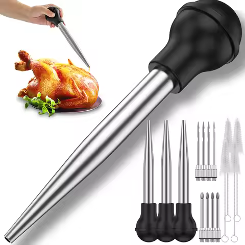 Meat Injector Syringe Turkey Injector Syringe for BBQ Grill Turkey Injector Kit Marinade Flavor Inje