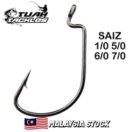Tuah Tackles 1pcs hook soft plastic tadpole 1/0 5/0 6/0 7/0 mata kail soft plastik tadpole