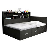 Children's modern basic furniture, wooden bed frame, large single storage box, double bed, king size double bed