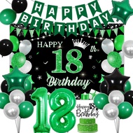 Green and Black 18th Birthday Decorations 18 Years Old Birthday Decorations Happy 18th Birthday Cake