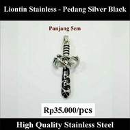 Stainless Steel Pendant - Silver Black Sword