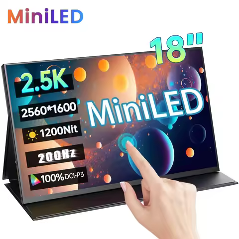 18 Inch 2.5K 200Hz MiniLED Portable Monitor 2560*1600P 1200Nit 100%DCI-P3 HDR IPS Screen Gaming Disp
