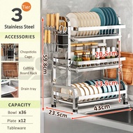 GSlife Upgrade Dish Rack Stainless Steel Dish Drainer Rack Kitchen Rack Rak Pinggan