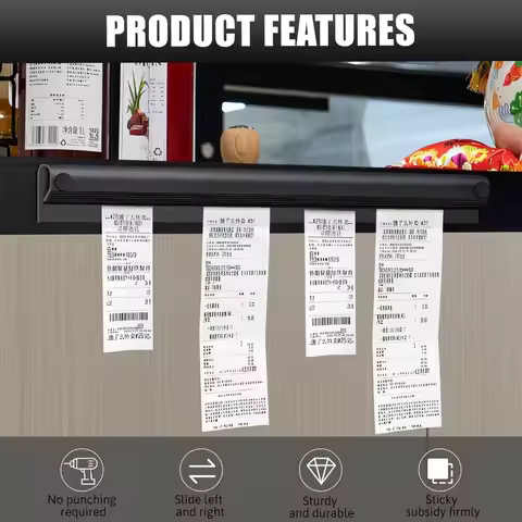 30cm Aluminum Receipt Ticket Holder, No Drill Bill Grabber, Wall-Mount Rack for Restaurant, Office, 