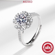 AGIAO 2 Karat Eight Hearts Eight Arrows Women's Diamond Ring 925 Silver Zircon 5A Beautiful