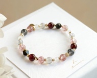 魔女宅急便　石榴石黑髮晶拉長石草莓晶手鍊- 獨立勇氣