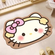 Cute Hello Kitty Irregular Face Floor Mat Pink Bow Anti-Slip Water Absorbent Bathroom Doormat Sanrio