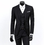 [จุด] ขนาดใหญ่ขนาด 6XL ผู้ชายธุรกิจเจ้าบ่าวชุดแต่งงานชุดสูททักซิโด้ (เสื้อ + กางเกง + เสื้อ + ผูก + และเข็มกลัด)
