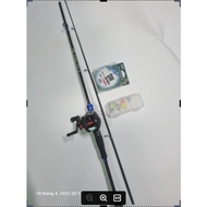 Horizontal green lure rod Combo