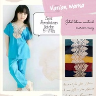 Fashion Anak SETCEL ANAK Perempuan Rayon Kombinasi Renda Model Arabian Polos Baju Tidur One Set Prem