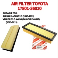 AIR FILTER TOYOTA ALPHARD AGH30 2.5 (2015-2023),VELLFIRE 2.5 AYH30 2AR-FX2 ENGINE (17801-36010)