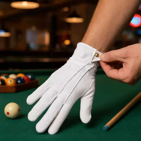 2pcs Cotton Blend Billiard Referee Gloves Snap Cuff Breathable White Cotton Billiard Referee Soft Fu