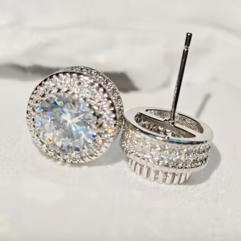 925 Sterling Silver Compact and Simple 1/2/3 Carat Moissanite Shining Women’s Stud Earrings Stylish 
