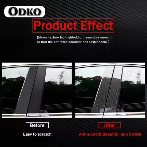 6 Carbon Fiber Black Car Door Window Column BC Pillar Post Cover Trim PC Material Sticker For BMW 3 