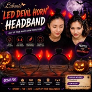 Labanie 1pc Halloween LED Devil Horn Headband Light-Up Red Demon Horn Hair Hoop Glowing Devil Horn