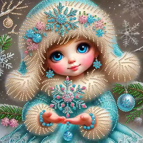 Snow Girl 5D DIY Diamond Art Painting Kits for Home Wall Decoration Special Shape Partial Drill Dimo