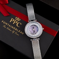 [กล่องโบว์] PPC-EA06 นาฬิกาข้อมือนาฬิกาข้อมือผู้หญิงกันน้ำสายสแตนเลสมีประกัน 1 ปี แบรนด์ PPC FONTAIN