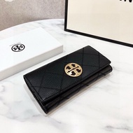 TB BAG Tory Summer new women's wallet embroidery rhombus long wallet two-fold clutch bag leather coin purse card holder Burch