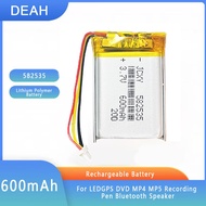 3.7V 582535 600mAh Rechargeable Lithium Polymer Battery For MP3 GPS LED Lights