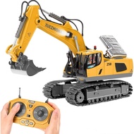 Remote Control Excavator Toys for Boys Turns 680-degree 2 Batteries Metal Shovel Lights/Sounds Const