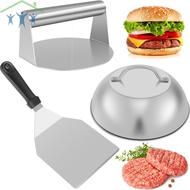Smash Burger Kit with Lid Griddle Spatula 5.5 Inch Stainless Steel Burger Press 8.9 Inch Basting Cov