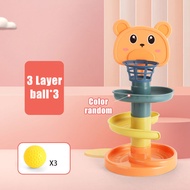 Mainan Edukasi Anak Bayi Rotating Ball Rolling Orbit Motif Kartun Bola Basket Susun Kelereng Marble 