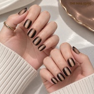 TheNailEdge High Quality Press On Nails Brown Cat Eye Short Nail Kuku Palsu Pendek CN312 穿戴甲