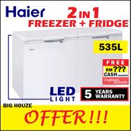 Haier BD-568HP Chest Freezer 535L R600a 2 in 1 Convertible Fridge Freezer Twin Door with LED Light (Replace BD-568H)