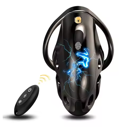 Electric Shock Chastity Cage for Men ABS Material w/ Remote Control & Urethral Plug - Adult Male Cha