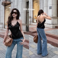 Silk Blouse with Lace Collar, Lace-Up Collar Back 119.items