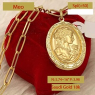 18K Saudi Gold Paperclip with Queen Elizabeth Cameo Pendant PAWNABLE